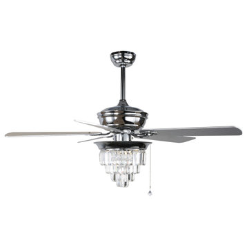 52" 5-Blade Crystal Ceiling Fan With Remote Control and Light Kit Included