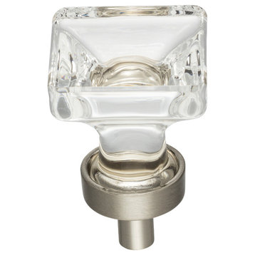 Jeffrey Alexander G140 Harlow 1" Square Vintage Glam Glass - Satin Nickel