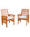 Walker Edison Owc2Br Brown Acacia, Set Of 2, Patio Chairs, Cushions