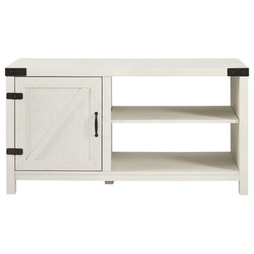 44" Rustic Farmhouse Barn Door Console, Brushed White