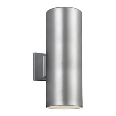 Small 2-Light Outdoor Wall Lantern, Painted Brushed Nickel