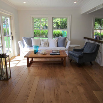 AMAGANSETT: WIDE PLANK CHARACTER WHITE OAK INSTALLED/FINISHED W BONA TRAFFIC HD