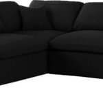 Meridian Furniture - Serene Linen Textured Fabric Deluxe Comfort 5-Piece L-Shaped Sectional, Black - There's lots to love about the Serene linen textured deluxe cloud-like comfort modular collection, and this piece is not an exception. The soft black linen textured fabric is cozy and sleek to the touch while the overstuffed down/feather cushions provide gentle support so you can relax and unwind like a VIP. Customize your seating with this modular set by adding the pieces you like most. Latches under each piece make it easy to snap them into position for a look that's modern yet welcoming.