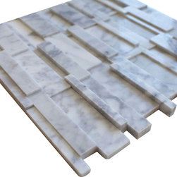 White Carrara Split Face Stone Tile Mosaics - Home Accessories & Decor