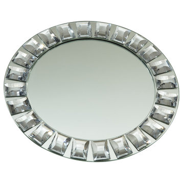 Elegance Diamond Rim Mirror Charger Plate, 13"