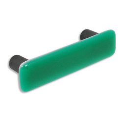 CKP - Art Glass Pull, Emerald Green, Oil-Rubbed Bronze Base - Cabinet And Drawer Handle Pulls
