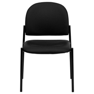 Scranton & Co Faux Leather Side Stacking Chair in Black