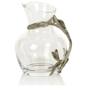 Dragonfly on Stalk Pewter & Glass Carafe