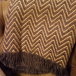 Grey Carmel Chevron Throw - Throws