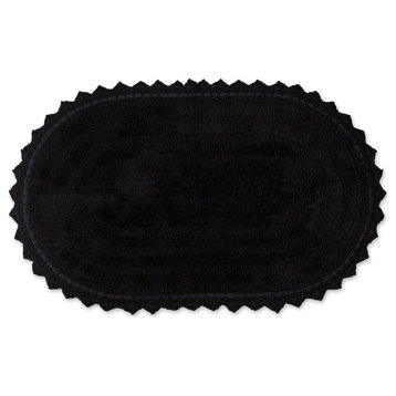 DII Black Large Oval Crochet Bath Mat