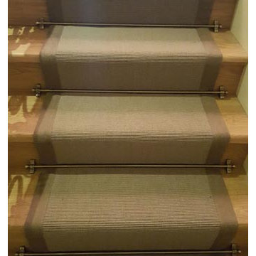 Brown Carpet Runner With Border to Stairs