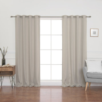 Faux Linen Grommet Blackout Curtain, Natural, 52"x96"