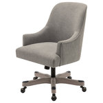 OSP Home Furnishings - Bradwell Office Chair-Fog-Rustic Wood Base-Semi Asm - Add an element of crisp, tailored sophistication and comfort with our Upholstered Office Chair, the perfect blend of style, and functionality. Featuring  a well-suited piping detail, this chair adds a touch of elegance to any workspace. With 360? swivel, you can effortlessly move around your desk, reaching everything you need with ease. Height adjustable seat ensures optimal positioning for your body. The adjustable tilt tension allows you to customize the seat angle to suit your preferences, promoting a more relaxed and productive work environment.