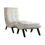 Tustin Lounge Chair and Ottoman Set, White