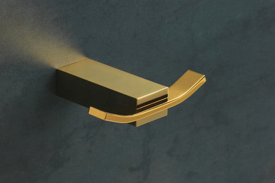 accesorios de baño de diseño en oro