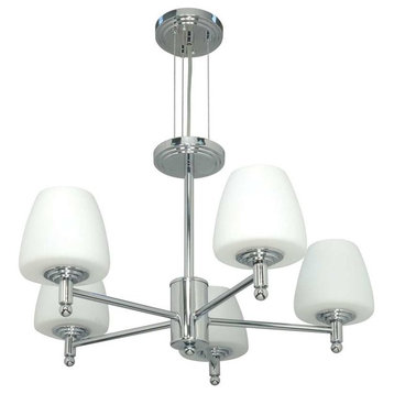 Nuvo Lighting 5 Light Chandelier in Polished Chrome and White Opal Glass