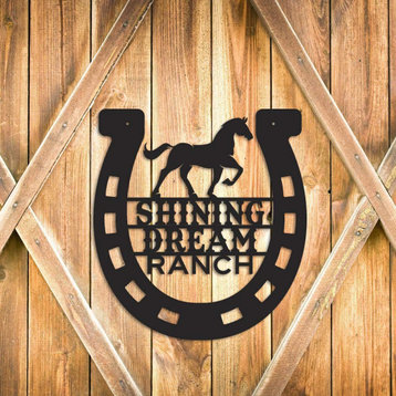 Personalized Horseshoe Stable Sign in Steel