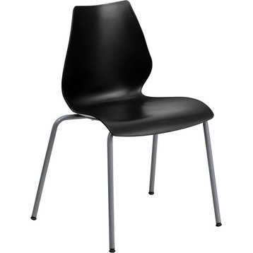 Black Stack Chair with Lumbar Support and Silver Frame