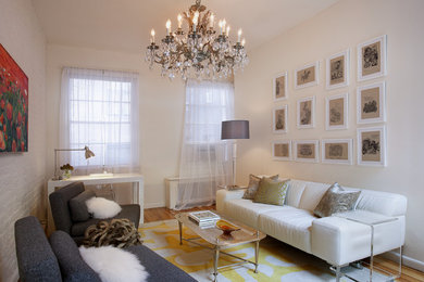Mid-sized minimalist enclosed living room photo in New York