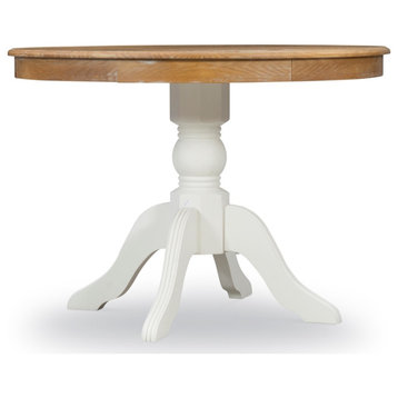 Riverbay Furniture Wood Pedestal Dining Table in Natural Brown and White