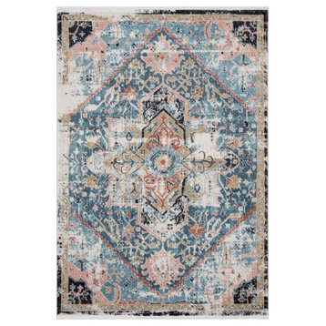 Abani Azure Collection AZR100A Medallion Faded Teal Blue Persian Area Rug