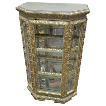 Infinity Upholstered-top Curio Cabinet, Marble-Top