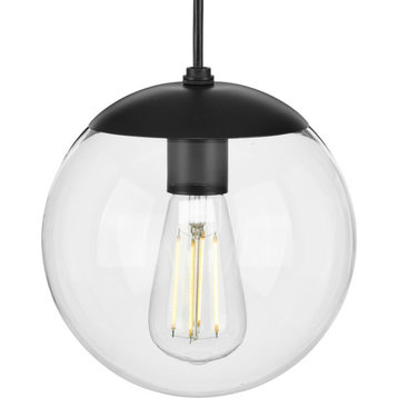 Atwell 1-Light Clear Glass Globe Matte Black Modern Small Pendant Light