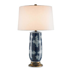 Currey & Company Cari Table Lamp in Blue and White - Table Lamps