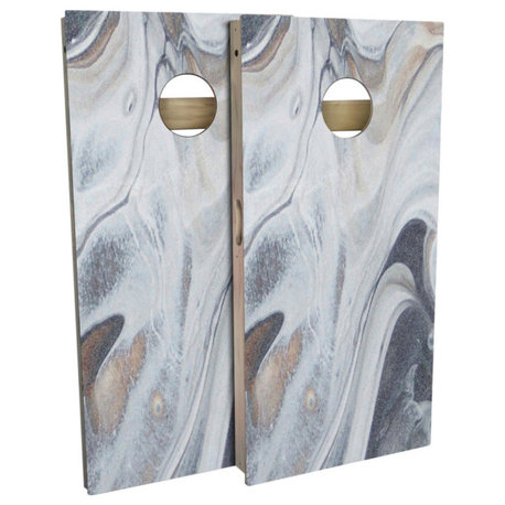 Grey Marble Regulation Cornhole Board Set, Includes 8 Bags