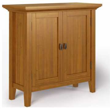 Simpli Home Redmond Wood 32" Transitional Low Cabinet in Light Golden Brown