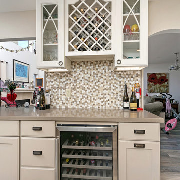 A wine enthusiasts kitchen with a french cafe feel