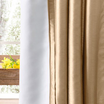Luna Faux Silk Tailored Back Tab Curtain Pair, Taupe, 100" X 96"