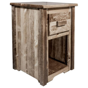 Montana Woodworks Homestead Wood End Table with Drawer in Brown Lacquered