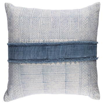 Lola by Surya Down Fill Pillow, Cream/Navy/Pale Blue, 30'