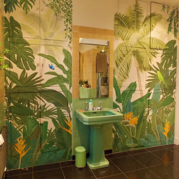Tropical bathroom mural