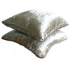 Pearl Beige Big Couch Pillow Cover Velvet 24x24 Solid Color, Pearl Shimmer