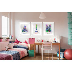 Bonjour Paris Collection - Framed Wall Art - Kids Wall Decor