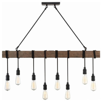 8 Light Linear Chandelier-Industrial Style Rustic and Farmhouse