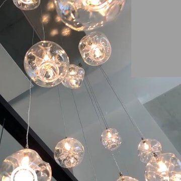 CONTEMPORARY-INTERIOR-DESIGN-LIGHTING, MODERN-BLOWN -GLASS-CHANDELIER