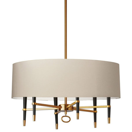 Langford 6-Light Incandescent Vintage Bronze Chandelier, Shade: Cream