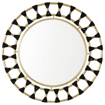 Capital Lighting Decorative Mirror, Black Rope/Patinaed Brass