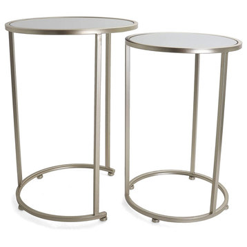 Nesting Round Accent Tables - Gold and Mirrored Metal Side Tables