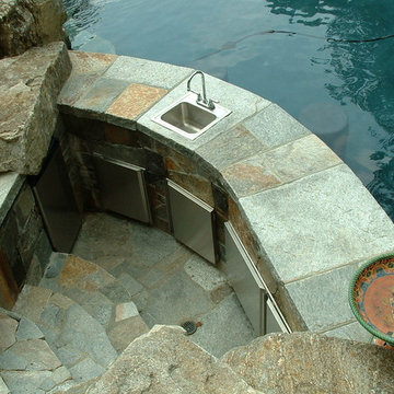 Darien Connecticut freeform pool with sunken bar
