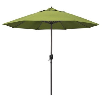 9' Aluminum Market Umbrella Auto Tilt Crank Lift Bronze, Sunbrella, Macaw