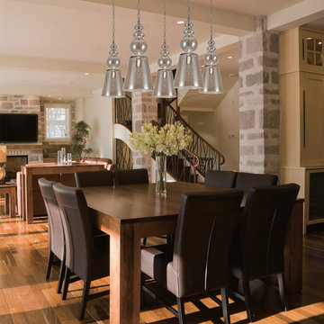 Harper Collection 1-Light 10" Polished Chrome Pendant with Cognac Glass