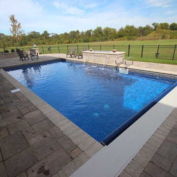 Rectangle Pool with Polymer Walls and a Vinyl Liner + Coverstar Automatic Cover