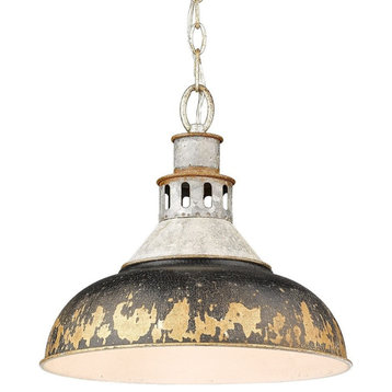 Vintage style 1-Light Large Pendant in Aged Galvanized Steel Rustic Antique