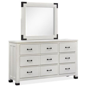Magnussen Harper Springs Drawer Dresser with Mirror in Silo White