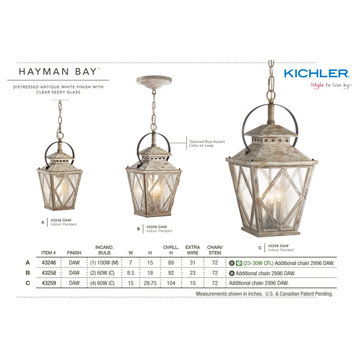 Kichler 43258 Hayman Bay 18" Tall 2 Light Lantern Pendant - Distressed Antique