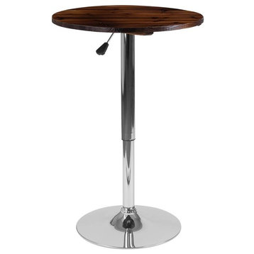 23.5" Round Adjustable Height Rustic Walnut Wood Table